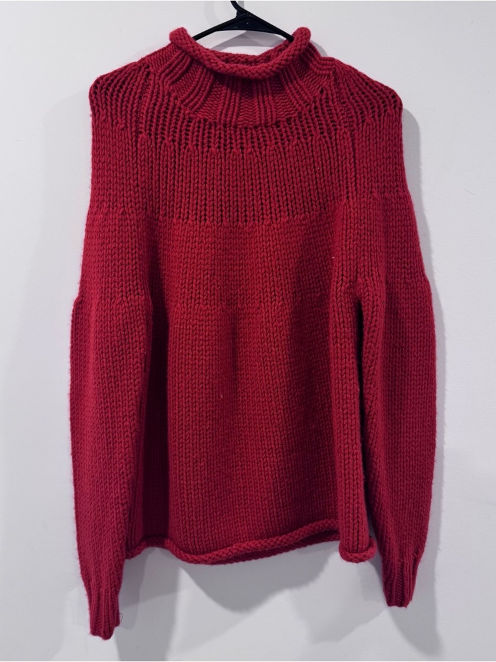 J. Crew Deep Red Chunky Turtleneck Sweater